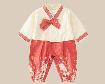 Traditional Chinese Hanfu, Baby Girl Qipao, Cheongsam Romper, Chinese Baby Red Outfit Newborn, Birthday Costume | Plum Blossom