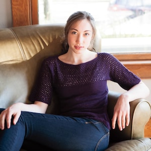 Hyperion Pullover - Knitting Pattern PDF - INSTANT DOWNLOAD - Lightweight Summer Tee with Lace