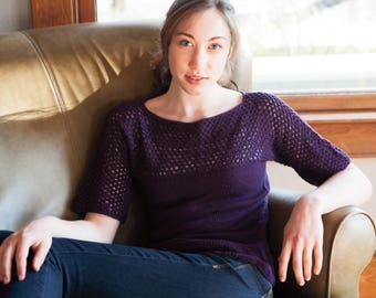 Hyperion Pullover - Knitting Pattern PDF - INSTANT DOWNLOAD - Lightweight Summer Tee with Lace