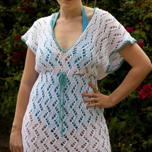 Balos Summer Cover-Up Knitting Pattern Sexy, comfy, pretty beach bathing suit cover up, perfect for summer knitting image 2