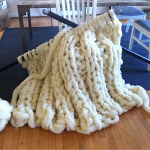 Giganto-blanket PATTERN - Custom Made huge, chunky, giant hand-knit blanket made from wool roving PDF - immediate download