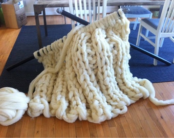 Giganto-blanket PATTERN - Custom Made huge, chunky, giant hand-knit blanket made from wool roving PDF - immediate download