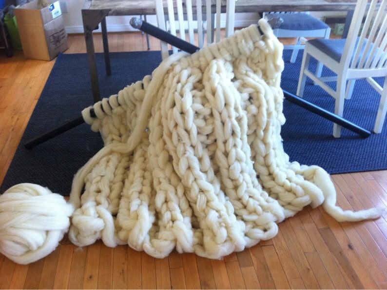 Giganto-blanket PATTERN Custom Made huge, chunky, giant hand-knit blanket made from wool roving PDF immediate download image 1