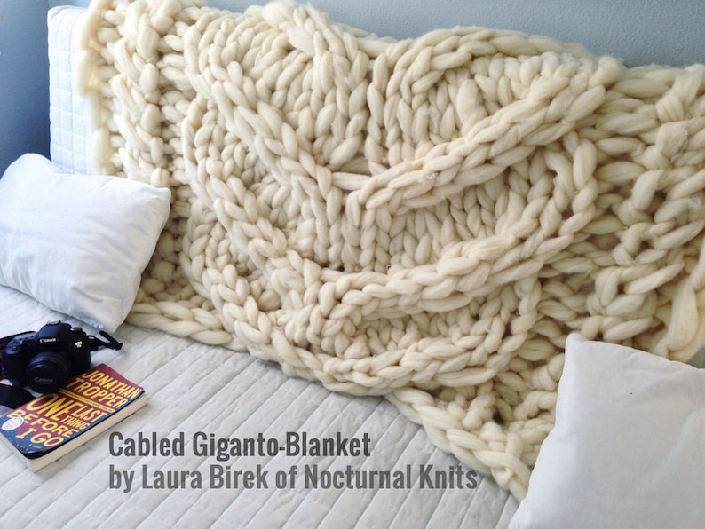 Giganto-blanket PATTERN Custom Made huge, chunky, giant hand-knit blanket made from wool roving PDF immediate download image 5