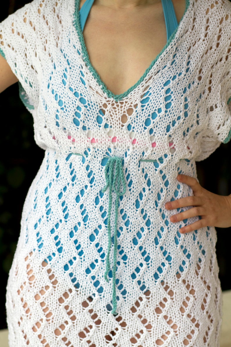 Balos Summer Cover-Up Knitting Pattern Sexy, comfy, pretty beach bathing suit cover up, perfect for summer knitting image 3