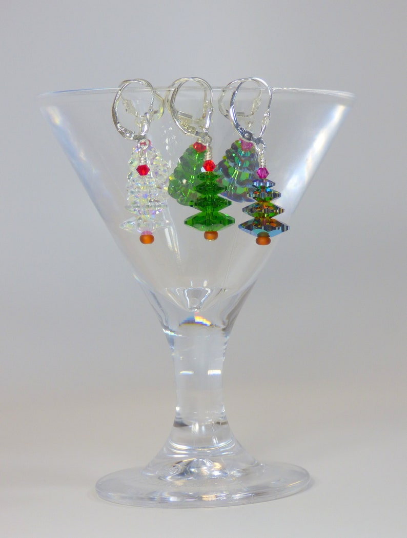 Christmas Tree Earrings Made From HighQuality Crystals on Sterling Silver Leverback Ear WiresVitrail Finish Version image 8