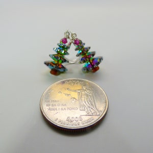 Christmas Tree Earrings Made From HighQuality Crystals on Sterling Silver Leverback Ear WiresVitrail Finish Version image 4