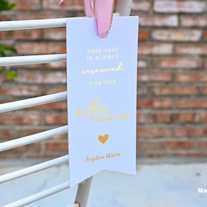 Etiqueta de reserva de asiento de boda personalizada con lámina metálica / Letrero de asiento reservado / Silla reservada / Marcadores rústicos de asiento de boda