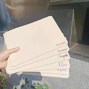 Pochette personnalisée avec nom | Cadeau de demoiselle d'honneur | cadeau pour la mariée | Demoiselle d'honneur présente | Cadeau personnalisé pour elle | Célibataire
