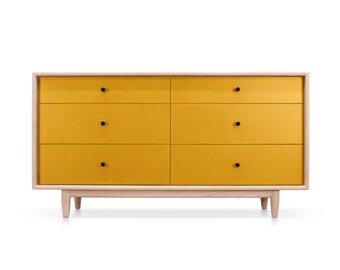 Large Kids Dresser in Maple and Leather