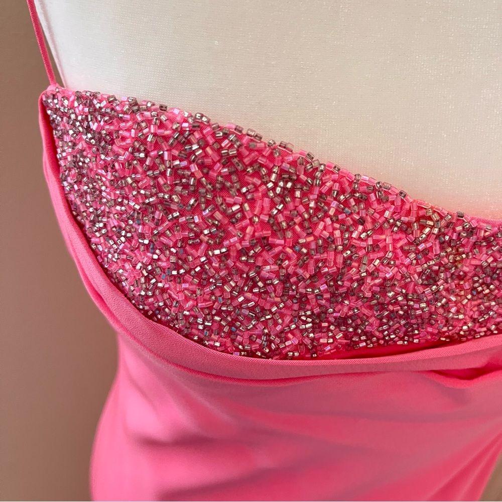 Cache bustier long prom homecoming dress gown bubblegum pink beaded sz. 6