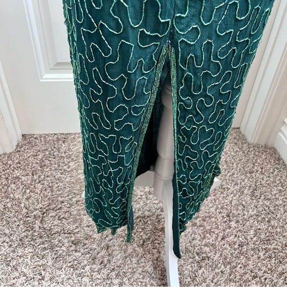 Scala Emerald Beaded Sequin Silk Formal Evening G… - image 4