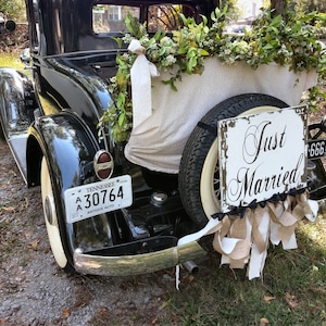 PLACA DE RECÉM-CASADOS, Placa de Portador de Alianças, Placa de Florista, Placa de Carro de Recém-Casados, Placa de Casamento Shabby Chic, Placa de Carro de Fuga, Casamento Vintage