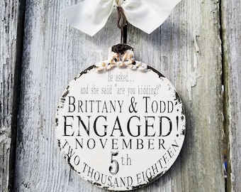 Ornamento personalizzato per fidanzamento / Ornamento per proposta di matrimonio / Ornamento natalizio per fidanzati / Regalo per il "Sì" / Ricordo del fidanzamento