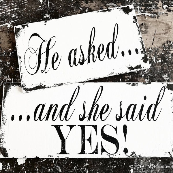 He asked She Said Yes Signs | We're Engaged! Signs | Engagement Signs | Wedding Signs | Chalkboard Signs | Save the Date Signs | Photo Props