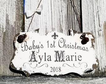 Personalized BABY'S FIRST CHRISTMAS Ornament | Personalized Christmas Ornament | Custom Baby 1st Christmas Ornament | Name Ornament | Chic