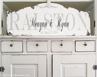 Letrero de apellido establecido / Letrero de madera personalizado / Letrero de madera para boda / Letreros de madera / Letrero rústico de madera