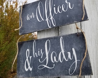 Military Wedding Signs | Military Wedding Decor |Rustic Chalkboard Signs | An Officer & His Lady | Rustic Wedding Signs | Wedding Signage