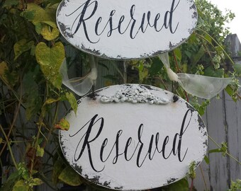 Reserved Signs | Wooden Wedding Signs | Rustic Wedding Decor | Wedding Chair Signs | Hand Painted Signs | Rustic Wedding Chair Decorations