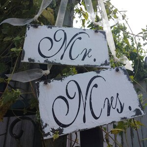 Mr and Mrs Wedding Chair Sign | White Wedding Sign | Painted Signs for Weddings | Sweetheart Table Decor | Reserved for the Bride and Groom