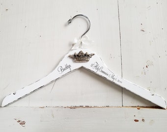 DRESS HANGER for 1st Communion | Personalized Hanger | Baby Baptism | Confirmation Dress | Christening | Holy Communion | Photo Prop | Pink