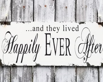 Happily Ever After Sign | Rustic Wedding Signs | Ring Bearer Signs | Flower Girl Signs | and they lived Happily Ever After | Distressed Sign