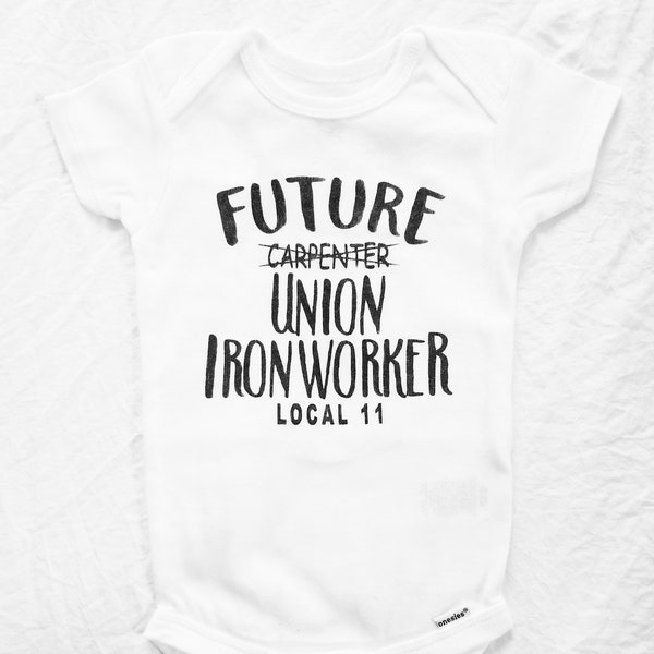 BABY ONESIE | Union Ironworker | Funny Baby Gift for New Dad | Custom Onesie | Baby Shower Gifts | Personalized Onesie | 100 Percent Cotton