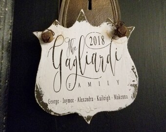 Personalized Family Christmas Ornament | Rustic Family Ornament | Custom Name Ornament | Shabby Chic Ornament | Wooden Ornament |Rusty Bells