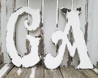 WOODEN LETTERS | 16 inch Letters | Letters Made of Wood | Unfinished Letters | Distressed Letters | Wedding Decor | Photo Props | Rustic