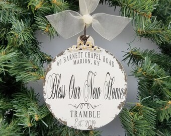 NEW HOME ORNAMENT | Address Ornament | Personalized | Realtor Gift Idea | Housewarming Gift | New Home Gift | First Home Gift | Vintage