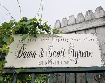 Happily Ever After Wood Sign | Personalized Wood Sign | Wood Name Sign | Last Name Sign | Rustic Wedding Decor | Bedroom Sign | Wall Decor