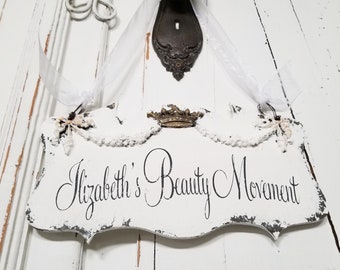 Custom Business Sign | Rustic Business Sign | Business Door Sign | Personalized Name Sign | Vintage Inspired Sign | Crown and Swag Motif