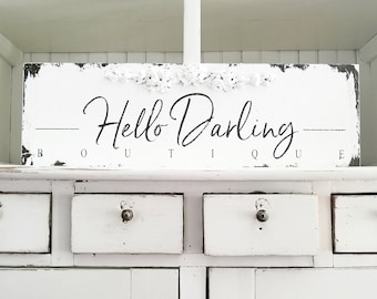 CUSTOM BUSINESS SIGN, Shabby Chic Business Sign, Roses & Vines, Home Office Sign, Rustic Business Sign, Home Office Sign, 24 x 7.5
