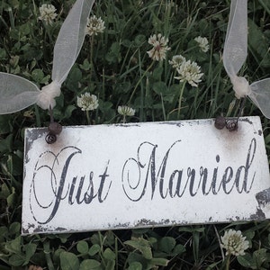 JUST MARRIED SIGN Wedding Sign Just Married Prop Rustic Wedding Photo Prop Honeymoon Sign Just Married Door Sign Vintage Wedding image 4