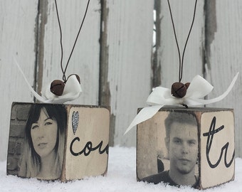 Custom Photo Ornament | Christmas Ornament | Personalized | Rustic Wood Block Ornament | Name Ornament | Photo Cube Ornament | Wooden Block