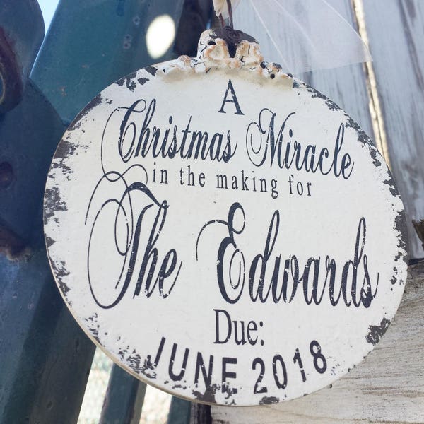 WERE EXPECTING Christmas ORNAMENT | Personalized | Stork Christmas Ornament | Pregnancy Ornament | A Christmas Miracle | Baby Announcement