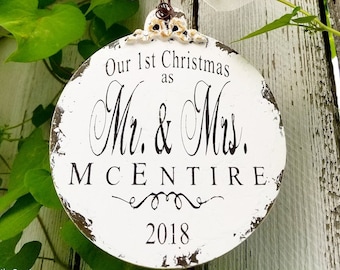 Our First Christmas Ornament as Mr and Mrs Ornament | Just Married Ornament | Personalized Ornament | Our 1st Christmas Ornament | Newlyweds