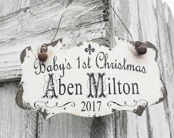 BABY'S FIRST CHRISTMAS Ornament | Handmade Baby's First Christmas Ornament | Personalized Christmas Ornament | Rustic Christmas Ornament