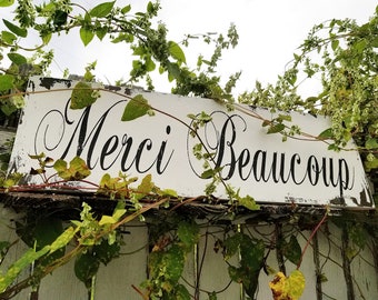 MERCI BEAUCOUP SIGN | Create Your Own Thank You Cards with Our Wooden Rustic Thank You Sign | Vintage Wedding Decor | Best Photography Props