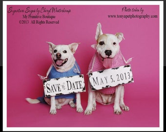 Save The Date Signs for the Dogs | Were Engaged | Newly Engaged | Reversible Signs | Save the Date | Wedding Signs | Engagement Sign | Pets