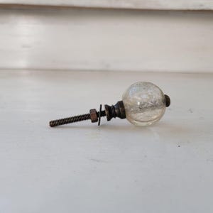 Vintage Style Clear Crackle Glass Ball Knob, 1 Single Decorative Round Drawer Pull, Shabby Chic Furniture Upcycle Hardware