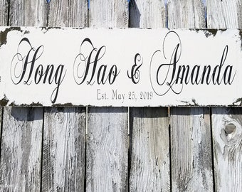 Last Name Sign | Wooden Established Sign | Custom Name Sign | Wood Sign | Anniversary Gift | Wedding Gift | Shabby Chic Painted Sign