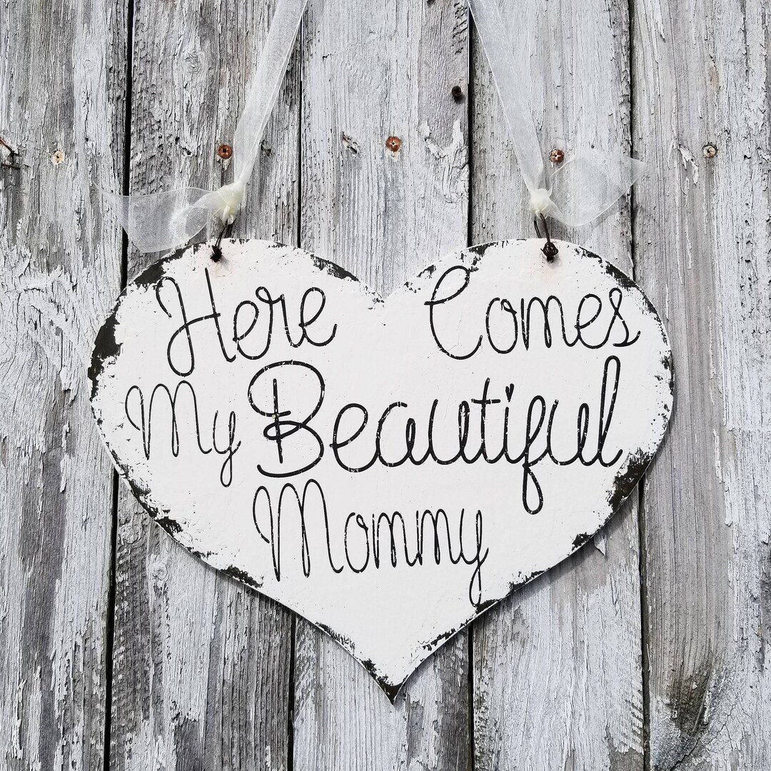 Here Comes My Mommy Flower Girl Signs Ring Bearer Signs Wedding Heart ...