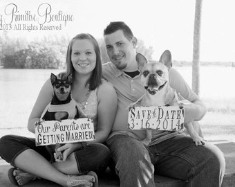 Our Parents are Getting Married | Save The Date Signs for the Dogs | Rustic Engagement Signs | Rustic Photo Props for Wedding Announcement