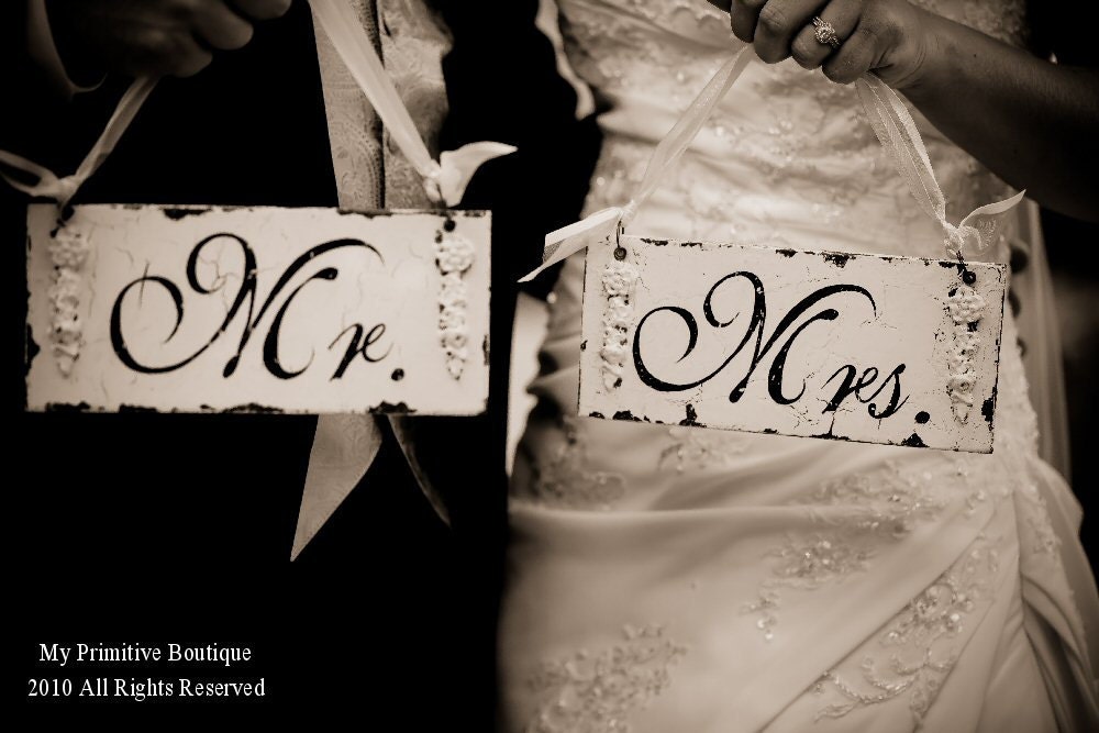 Mr and Mrs Signs | Shabby Chic Wedding Signs | Wedding Chair Signs ...