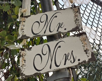 Rustic Mr and Mrs Wedding Chair Signs | Bride and Groom Photo Props | Rustic Wooden Chair Signs | Rustic Wedding Decor | Sweetheart Table