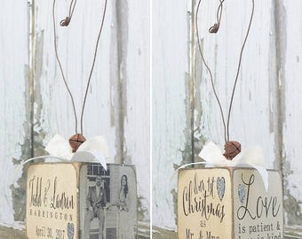 Our First Christmas Ornament | Personalized Photo Ornament | Custom Wedding Ornament | Our 1st Christmas as Mr and Mrs Rustic Wood Ornament