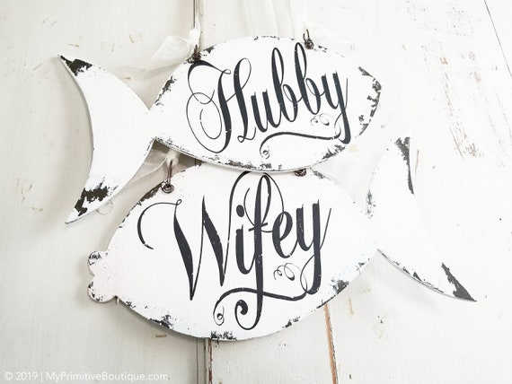 Mr and Mrs Signs | Rustic Wedding Signs | Hubby and Wifey Signs | Beach Wedding Decor | Fishing Wedding Decor | Nautical Wedding | Fisherman