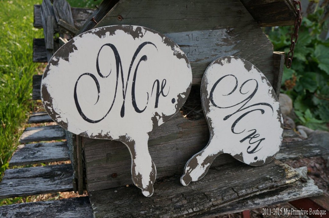 Mr & Mrs Wooden Wedding Signs | Rustic Wooden Wedding Paddle Signs ...
