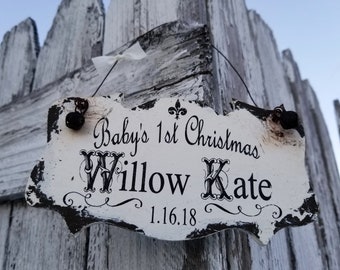 Baby's First Christmas Ornament | Personalized Baby's 1st Christmas Ornament | Baby Gift for Girl or Boy | Baby Ornament | Rustic Ornament